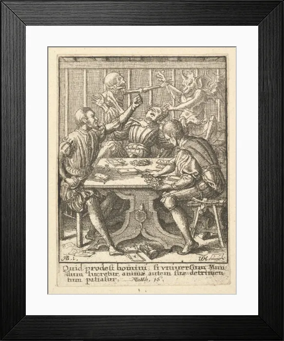 Framed Print : The Gamesters, from the Dance of Death, 1651. Creator: Wenceslaus Hollar Framed Print : The Gamesters, from the Dance of Death, 1651. Creator: Wenceslaus Hollar
