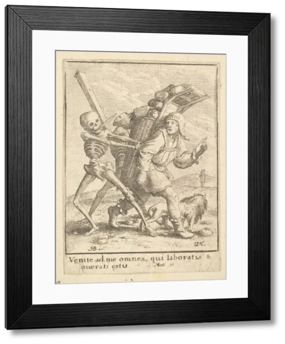 Framed Print : The Pedlar, from the Dance of Death, 1651. Creator: Wenceslaus Hollar Framed Print : The Pedlar, from the Dance of Death, 1651. Creator: Wenceslaus Hollar
