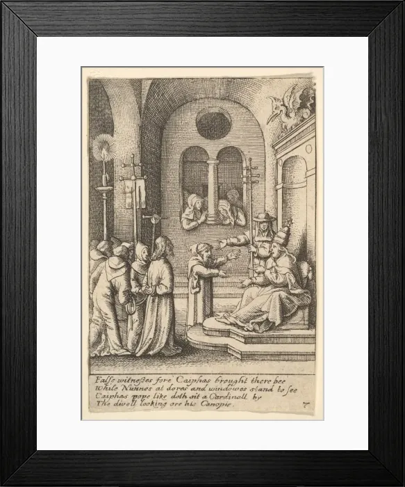 Framed Print : Jesus again before Caiaphas, 1625-77. Creator: Wenceslaus Hollar Framed Print : Jesus again before Caiaphas, 1625-77. Creator: Wenceslaus Hollar