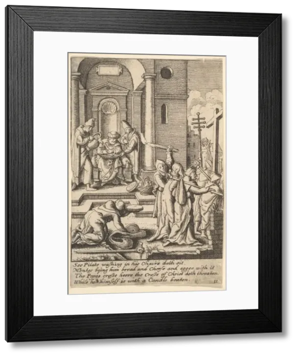 Framed Print : The washing of hands, 1625-77. Creators: Wenceslaus Hollar, Unknown Framed Print : The washing of hands, 1625-77. Creators: Wenceslaus Hollar, Unknown