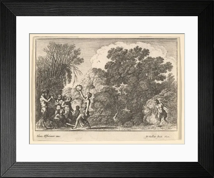 Framed Print : Five satyrs and two nymphs, 1650. Creator: Wenceslaus Hollar Framed Print : Five satyrs and two nymphs, 1650. Creator: Wenceslaus Hollar