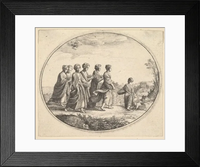 Framed Print : The daughters of Aglaura (Mercury and Herse), ca. 1646. Creator: Wenceslaus Hollar Framed Print : The daughters of Aglaura (Mercury and Herse), ca. 1646. Creator: Wenceslaus Hollar