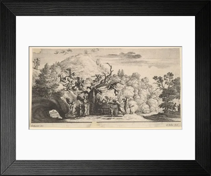 Framed Print : Jesus served by angels, 1652. Creator: Wenceslaus Hollar Framed Print : Jesus served by angels, 1652. Creator: Wenceslaus Hollar