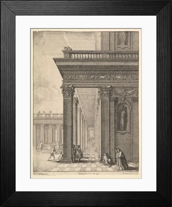 Framed Print : Temple courtyard with figures, after David Teniers the Elder (?), 1625-77 Framed Print : Temple courtyard with figures, after David Teniers the Elder (?), 1625-77