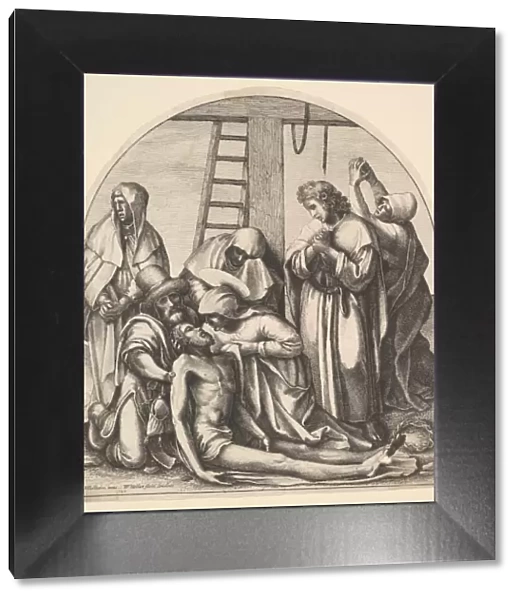 Descent from the cross, after Holbein, 1640. Creator: Wenceslaus Hollar