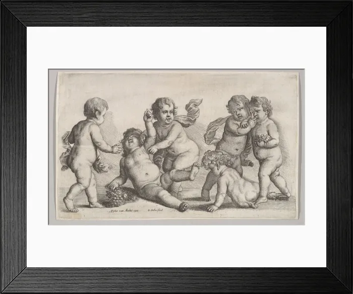 Framed Print : Five boys and a satyr, 1625-77. Creator: Wenceslaus Hollar Framed Print : Five boys and a satyr, 1625-77. Creator: Wenceslaus Hollar