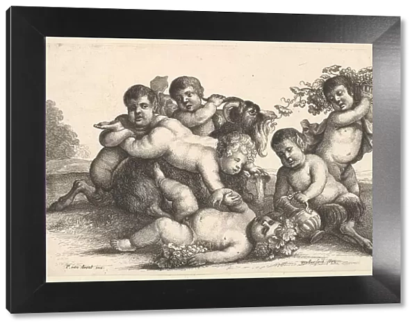 Four boys, two satyrs and a goat, 1654. Creator: Wenceslaus Hollar