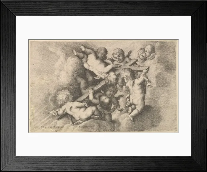 Framed Print : Seven putti carrying the cross, 1646. Creator: Wenceslaus Hollar Framed Print : Seven putti carrying the cross, 1646. Creator: Wenceslaus Hollar