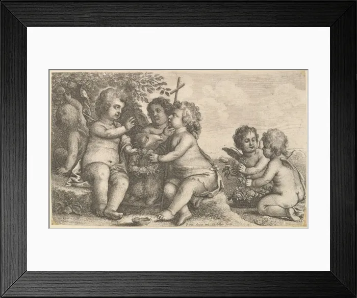 Framed Print : Jesus, St. John the Baptist and four cherubs, 1625-77. Creator: Wenceslaus Hollar Framed Print : Jesus, St. John the Baptist and four cherubs, 1625-77. Creator: Wenceslaus Hollar