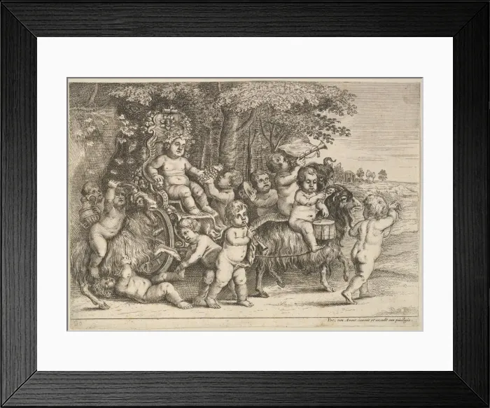 Framed Print : Eleven Boys and Three Goats, 1625-77. Creator: Wenceslaus Hollar Framed Print : Eleven Boys and Three Goats, 1625-77. Creator: Wenceslaus Hollar