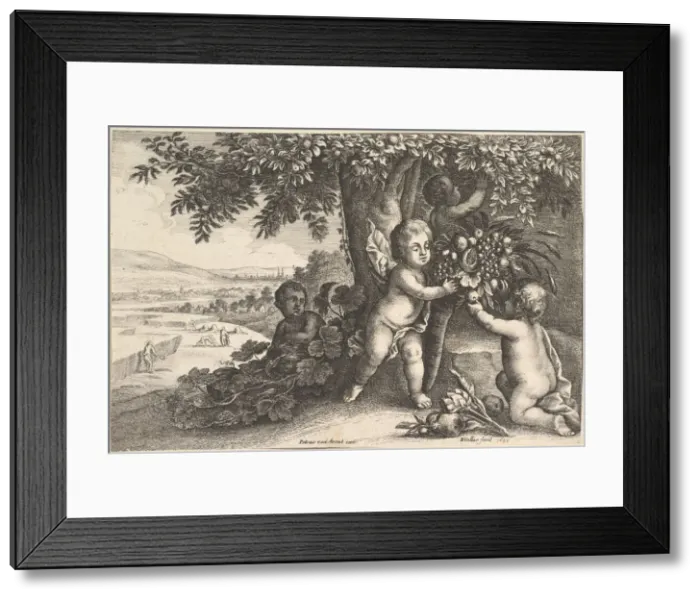 Framed Print : The River God and the Boys, 1625-77. Creator: Wenceslaus Hollar Framed Print : The River God and the Boys, 1625-77. Creator: Wenceslaus Hollar