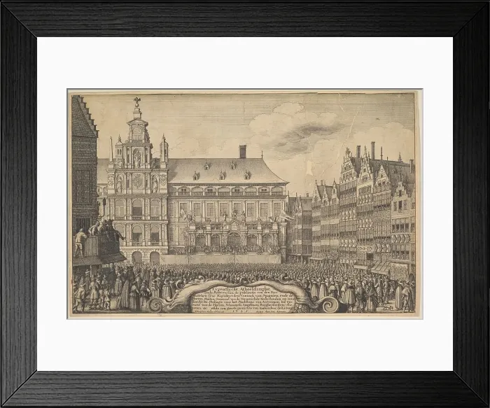Framed Print : Proclamation of the treaty of Munster, 1648. Creator: Wenceslaus Hollar Framed Print : Proclamation of the treaty of Munster, 1648. Creator: Wenceslaus Hollar