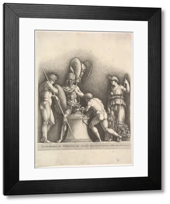 Framed Print : Four classical figures (pagan sacrifice), 1638. Creator: Wenceslaus Hollar Framed Print : Four classical figures (pagan sacrifice), 1638. Creator: Wenceslaus Hollar
