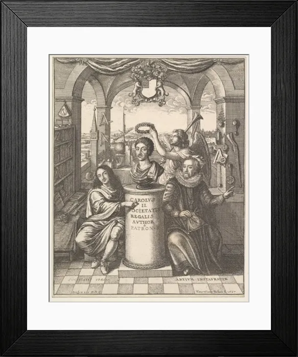 Framed Print : The Royal Society, frontispiece to Thomas Sprat, The History of the Royal Society Framed Print : The Royal Society, frontispiece to Thomas Sprat, The History of the Royal Society