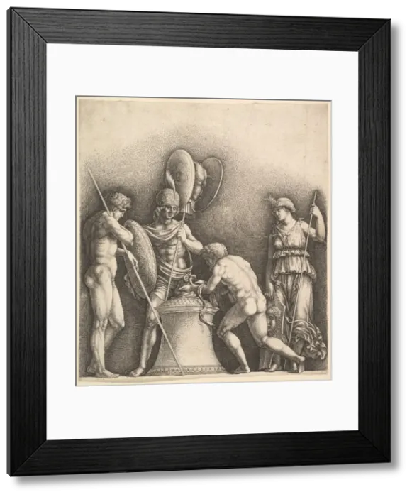 Framed Print : Four classical figures (pagan sacrifice), 1638. Creator: Wenceslaus Hollar Framed Print : Four classical figures (pagan sacrifice), 1638. Creator: Wenceslaus Hollar