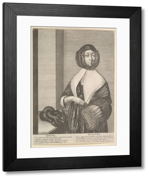 Framed Print : Hyems - Winter (Three-quarter-length seasons), 1641. Creator: Wenceslaus Hollar Framed Print : Hyems - Winter (Three-quarter-length seasons), 1641. Creator: Wenceslaus Hollar
