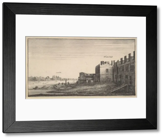 Framed Print : A view of Lambeth Palace from the river at Whitehall Stairs, 1625-77 Framed Print : A view of Lambeth Palace from the river at Whitehall Stairs, 1625-77