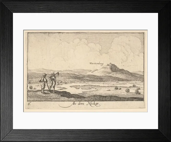 Framed Print : On the Neckar, 1635. Creator: Wenceslaus Hollar Framed Print : On the Neckar, 1635. Creator: Wenceslaus Hollar