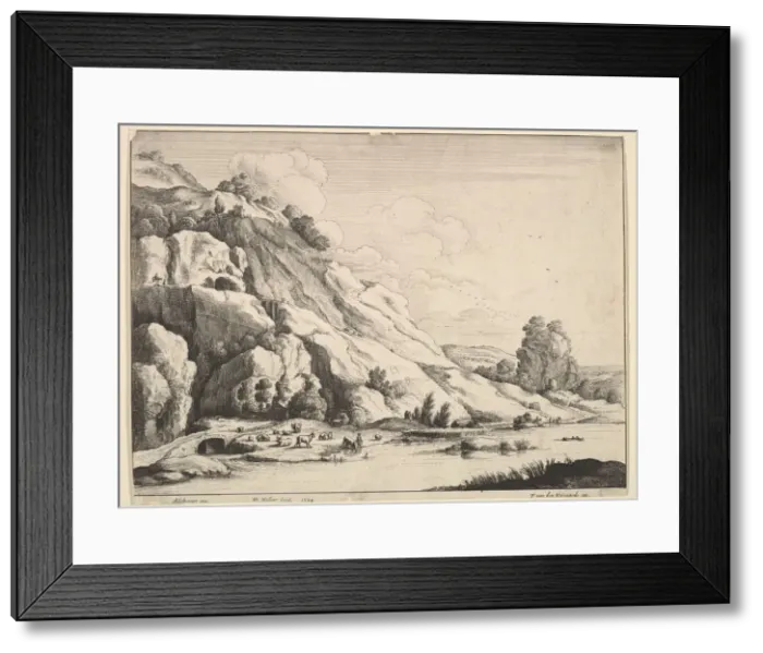 Framed Print : The stone bridge, 1649. Creator: Wenceslaus Hollar Framed Print : The stone bridge, 1649. Creator: Wenceslaus Hollar
