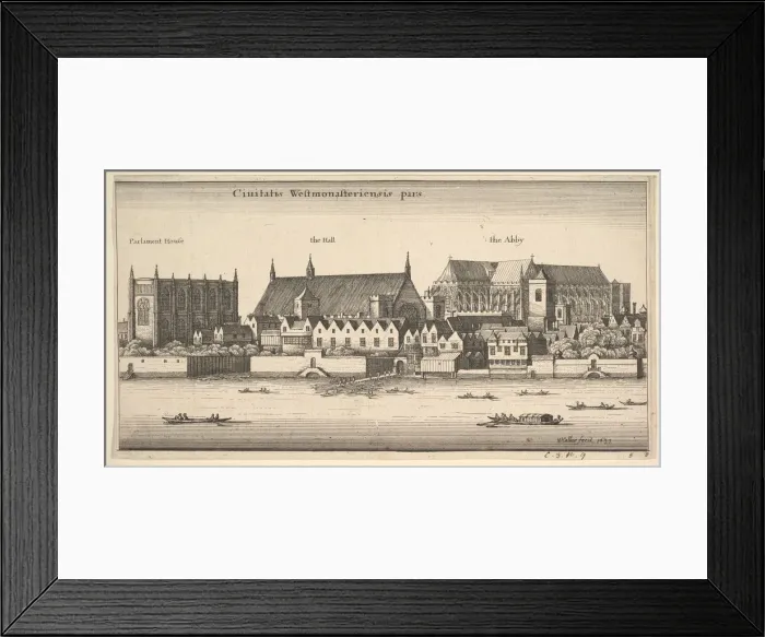 Framed Print : Ciuitatis Westmonasteriensis pars (Westminster from the River), 1647 Framed Print : Ciuitatis Westmonasteriensis pars (Westminster from the River), 1647