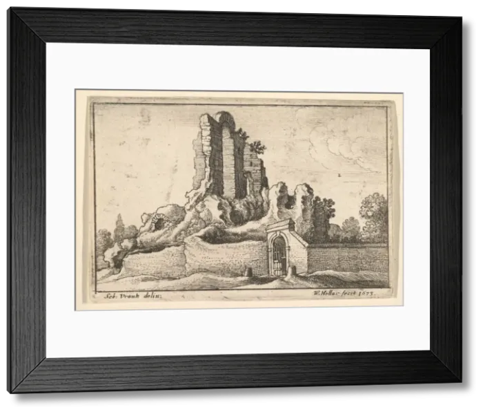 Framed Print : Ruins and a barred gate on the Esquiline Hill in Rome, 1673. Creator: Wenceslaus Hollar Framed Print : Ruins and a barred gate on the Esquiline Hill in Rome, 1673. Creator: Wenceslaus Hollar