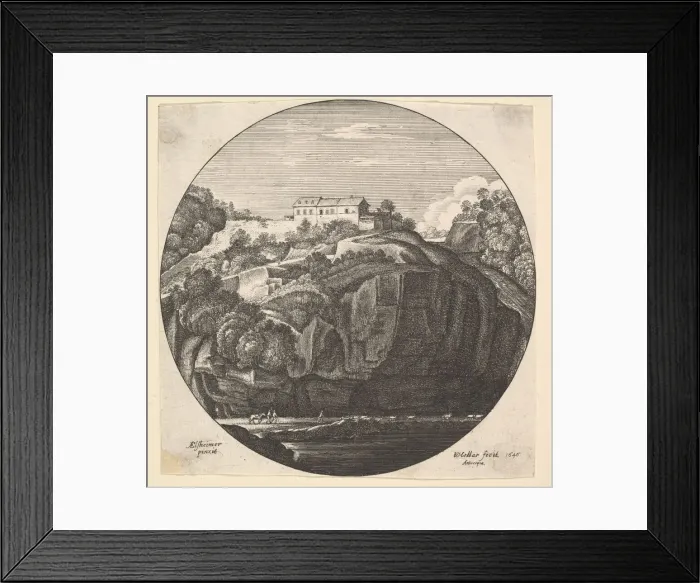 Framed Print : Landscape with a house on cliffs, 1646. Creator: Wenceslaus Hollar Framed Print : Landscape with a house on cliffs, 1646. Creator: Wenceslaus Hollar