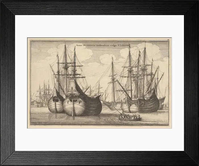 Framed Print : Naues MercantoriaeHollandicae, vulgo VLIETEN (Dutch Freighters or Flutes), 1647 Framed Print : Naues MercantoriaeHollandicae, vulgo VLIETEN (Dutch Freighters or Flutes), 1647