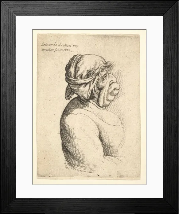 Framed Print : Bust of woman with protruding mouth wearing low-cut dress and cloth bound around her head Framed Print : Bust of woman with protruding mouth wearing low-cut dress and cloth bound around her head