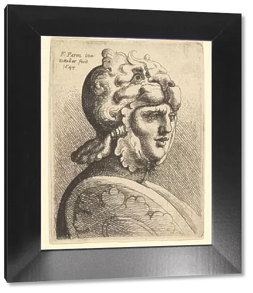 Helmeted Head, 1645. Creator: Wenceslaus Hollar