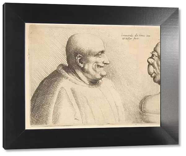 A large man with a bald head facing a grotesque female, 1625-77