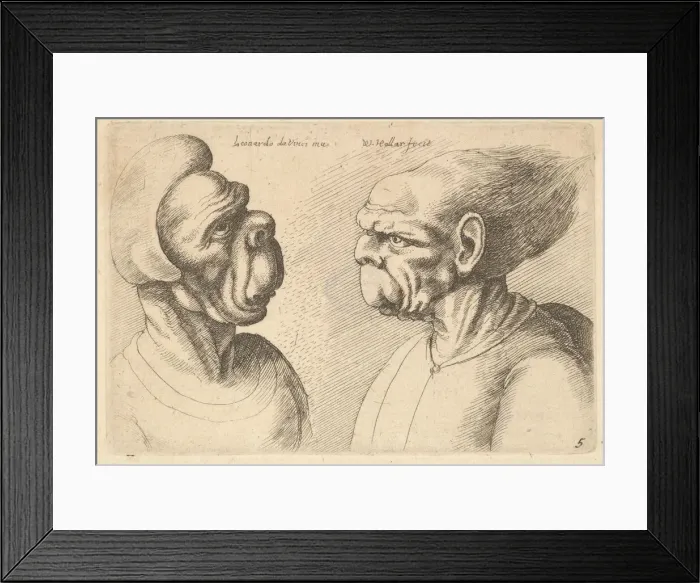 Framed Print : Two deformed heads facing inwards, 1625-77. Creator: Wenceslaus Hollar Framed Print : Two deformed heads facing inwards, 1625-77. Creator: Wenceslaus Hollar