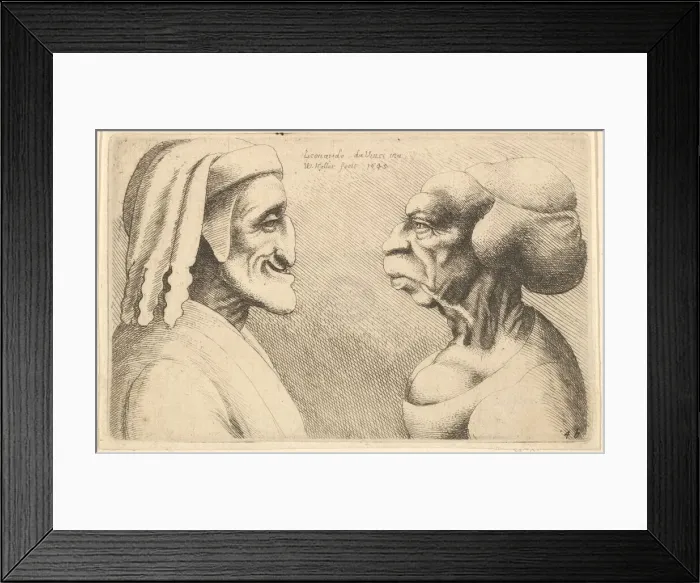 Framed Print : Two deformed heads (the figure on the left is possibly a caricature of Dante), 1645 Framed Print : Two deformed heads (the figure on the left is possibly a caricature of Dante), 1645
