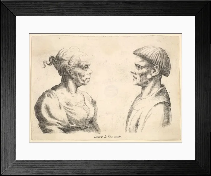 Framed Print : Two heads, 1625-77. Creator: Wenceslaus Hollar Framed Print : Two heads, 1625-77. Creator: Wenceslaus Hollar