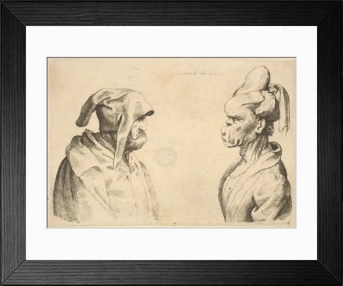 Framed Print : Two deformed heads facing each other, 1625-77. Creator: Wenceslaus Hollar Framed Print : Two deformed heads facing each other, 1625-77. Creator: Wenceslaus Hollar