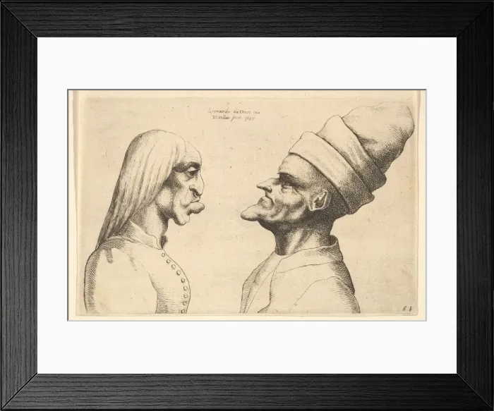 Framed Print : Two deformed heads facing each other, 1645. Creator: Wenceslaus Hollar Framed Print : Two deformed heads facing each other, 1645. Creator: Wenceslaus Hollar