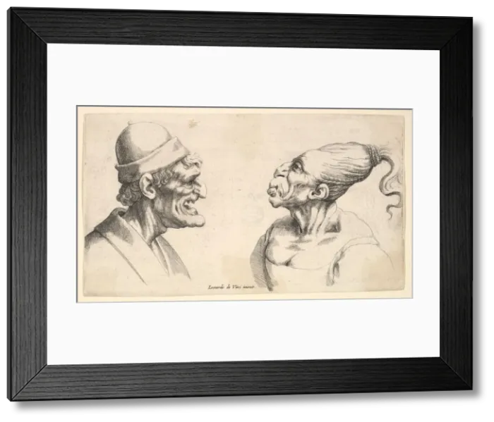 Framed Print : Two deformed heads, 1625-77. Creator: Wenceslaus Hollar Framed Print : Two deformed heads, 1625-77. Creator: Wenceslaus Hollar