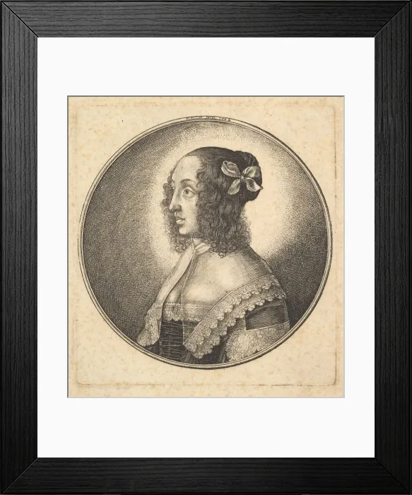 Framed Print : Woman with dark hair and a bow in profile to the left, 1642. Creator: Wenceslaus Hollar Framed Print : Woman with dark hair and a bow in profile to the left, 1642. Creator: Wenceslaus Hollar