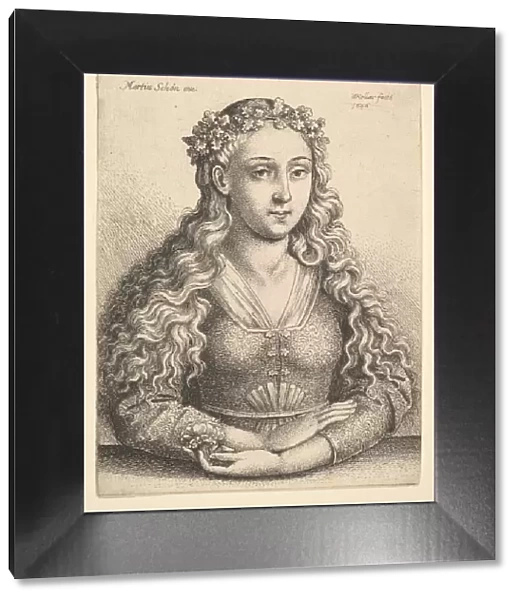 Woman with a Wreath of Oak Leaves, 1646. Creator: Wenceslaus Hollar