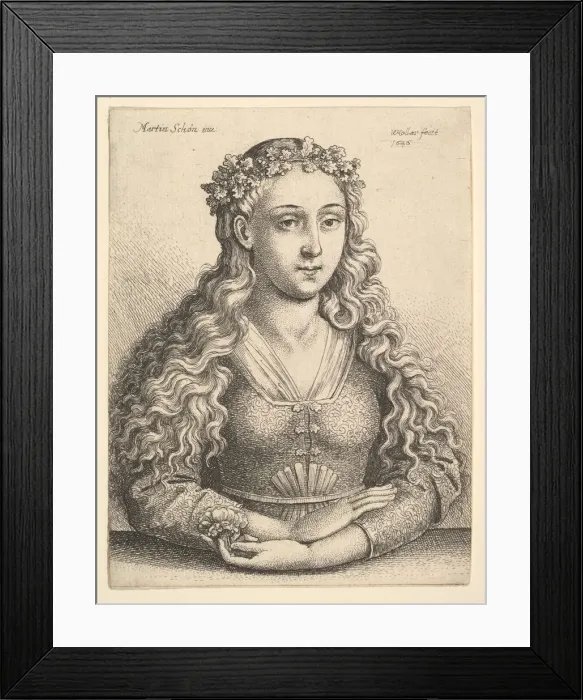 Framed Print : Woman with a Wreath of Oak Leaves, 1646. Creator: Wenceslaus Hollar Framed Print : Woman with a Wreath of Oak Leaves, 1646. Creator: Wenceslaus Hollar