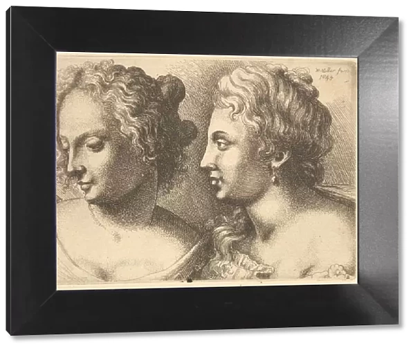Heads of two young women, 1645. Creator: Wenceslaus Hollar