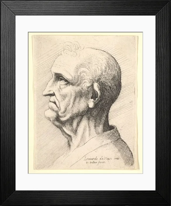 Framed Print : Head of an old man with tufts of curly hair around ear in profile to left, 1644-52 Framed Print : Head of an old man with tufts of curly hair around ear in profile to left, 1644-52