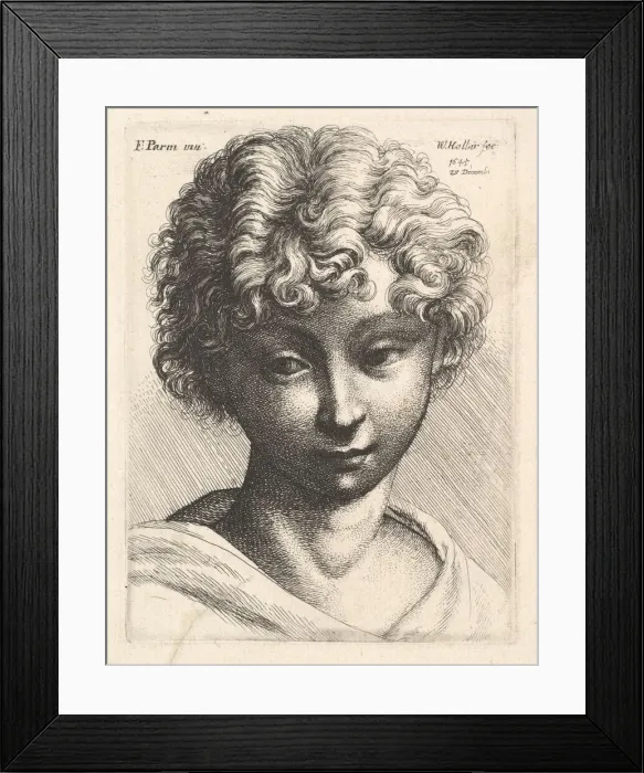 Framed Print : Head of a young girl, 1645. Creator: Wenceslaus Hollar Framed Print : Head of a young girl, 1645. Creator: Wenceslaus Hollar