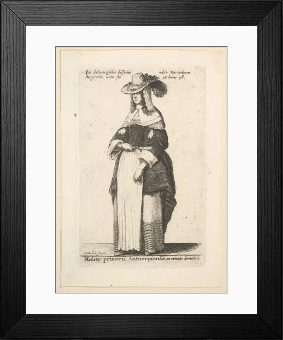Framed Print : Mulier primaria Antuerpiensis, in ornatus domestica (Gentlewoman of Antwerp in domestic Framed Print : Mulier primaria Antuerpiensis, in ornatus domestica (Gentlewoman of Antwerp in domestic