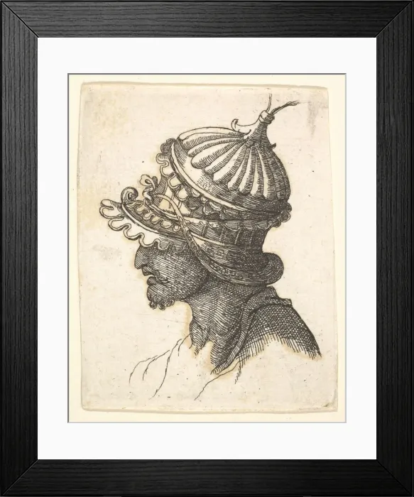 Framed Print : Helmeted head, 17th century (?). Creator: Unknown Framed Print : Helmeted head, 17th century (?). Creator: Unknown