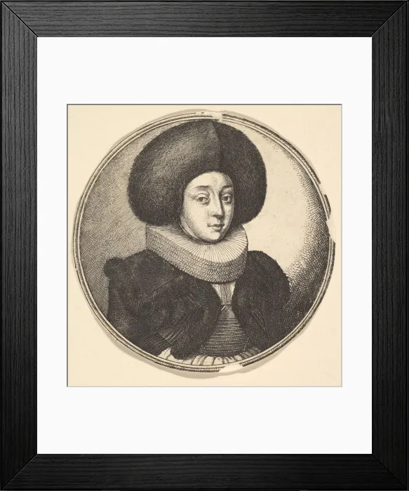 Framed Print : Woman with large circular fur hat and lace ruff, 1645. Creator: Wenceslaus Hollar Framed Print : Woman with large circular fur hat and lace ruff, 1645. Creator: Wenceslaus Hollar