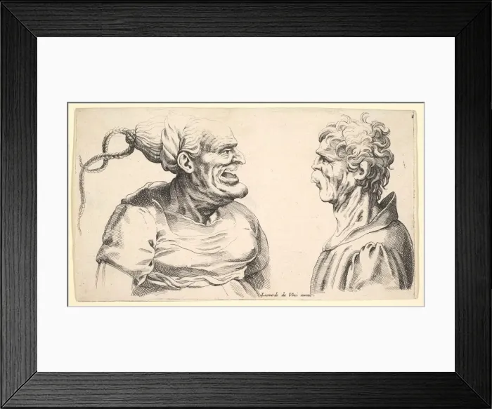 Framed Print : Two deformed heads, 1625-1744. Creator: Wenceslaus Hollar Framed Print : Two deformed heads, 1625-1744. Creator: Wenceslaus Hollar