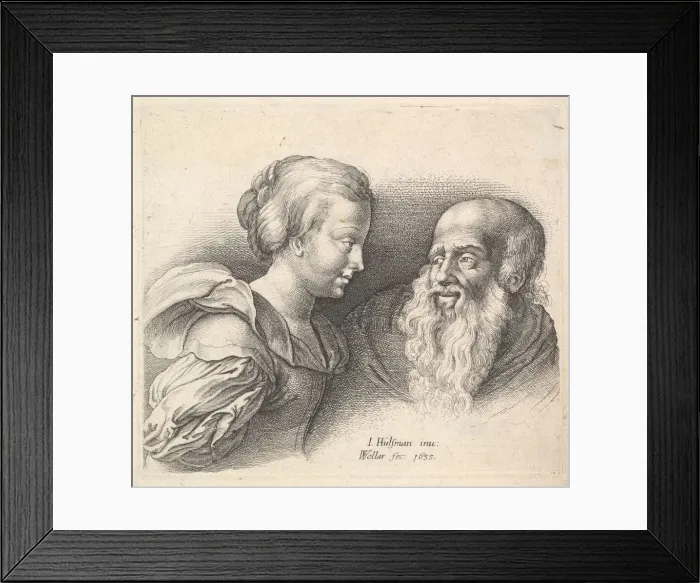 Framed Print : An Old Man and a Girl, after Hulsman, 1635. Creator: Wenceslaus Hollar Framed Print : An Old Man and a Girl, after Hulsman, 1635. Creator: Wenceslaus Hollar