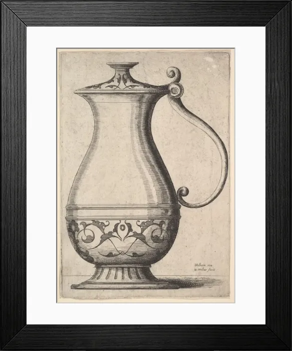 Framed Print : Jug with arabesques on the base, 1625-77. Creator: Wenceslaus Hollar