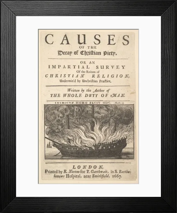 Framed Print : Title page: The Causes of the Decay of Christian Piety, 1667. Creator: Wenceslaus Hollar Framed Print : Title page: The Causes of the Decay of Christian Piety, 1667. Creator: Wenceslaus Hollar