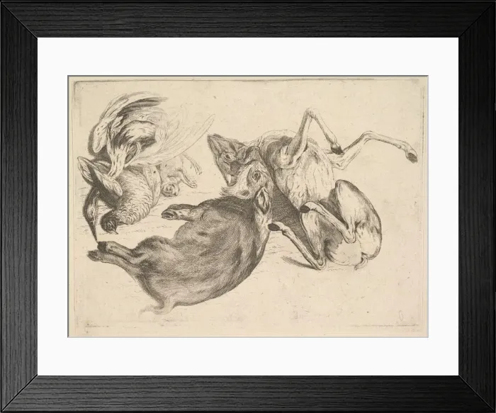 Framed Print : Boar, deer, heron and other game, 1625-77. Creator: Wenceslaus Hollar Framed Print : Boar, deer, heron and other game, 1625-77. Creator: Wenceslaus Hollar